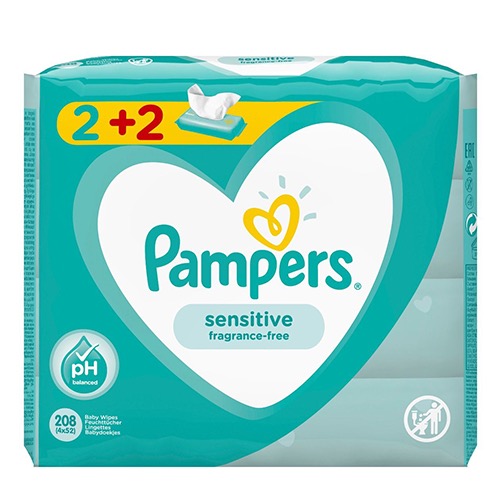 PAMPERS baby wipes 4Χ52τεμ (ΕΛ) sensitive