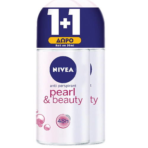 NIVEA roll on 50ml 1+1 women (ΕΛ) pearl beauty