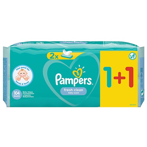 PAMPERS baby wipes 2X52τεμ (1+1) fresh clean (EΛ)