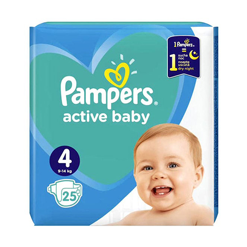 PAMPERS active baby No4 9-14kg 25τεμ