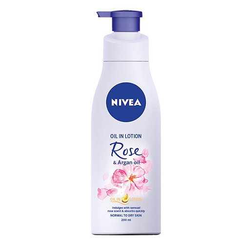 NIVEA body lotion 200ml 48h αντλία rose& argan oil