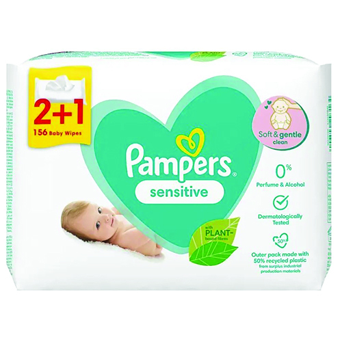 PAMPERS baby wipes 3X52τεμ (2+1) sensitive (EΛ)