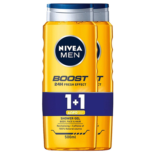 NIVEA αφρόλ. 500ml 1+1 (ΕΛ) men boost fresh