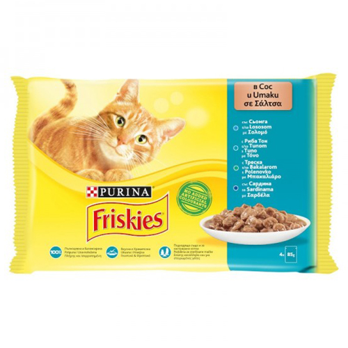 FRISKIES γατοτροφή 4X85gr (ΕΛ) σολομός